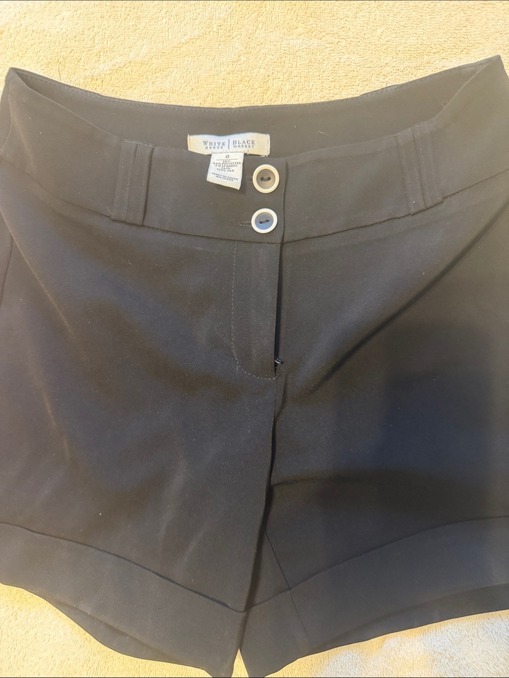 White House Black Market Black High-Waist Tailored Shorts Sz 0 EC